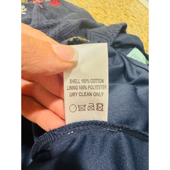 Judith March Boho Hippie Embroidered V-Neck Dress S Navy Bat Wing Sleeves Mini - Picture 8 of 10